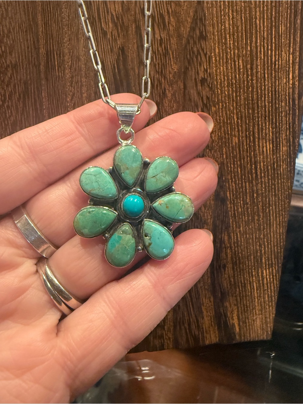 Kingman Turquoise Sterling Silver Pendant, Handmade Southwestern Jewelry